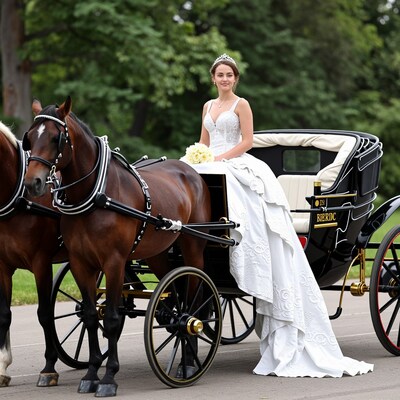 Bride in Horse Carriage