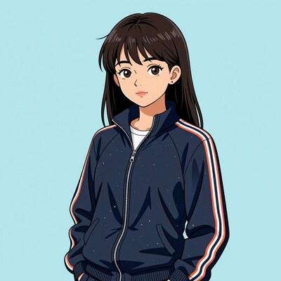 Anime girl in tracksuit