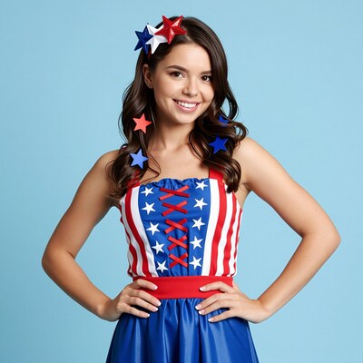 Woman in American Flag Dress