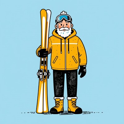 Cartoon skier man