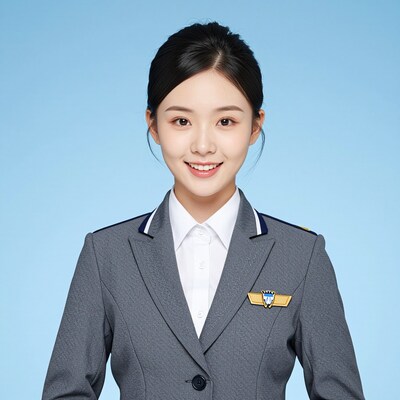 Smiling Asian Female Flight Attendant