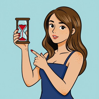 Woman holding hourglass