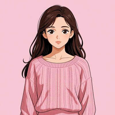Young woman in pink sweater