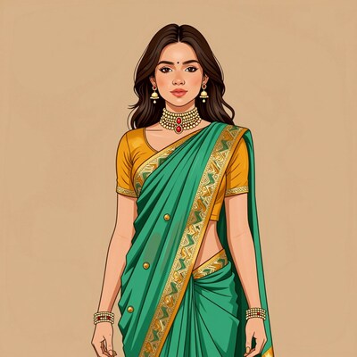 Indian woman in green sari