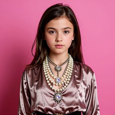 Young girl with pearl necklace