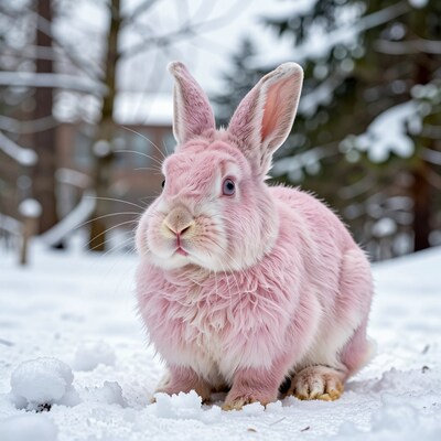 Pink Rabbit in Snow