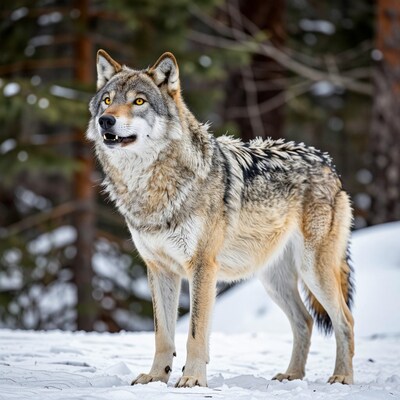 Gray Wolf in Snow
