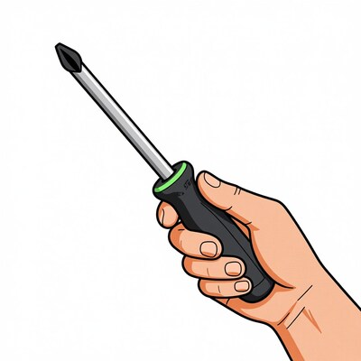 Hand holding screwdriver