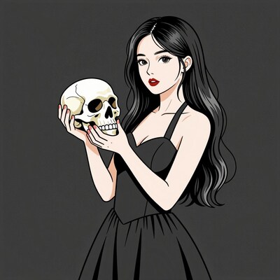 Woman Holding Skull