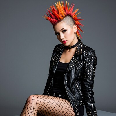 Woman with red orange mohawk