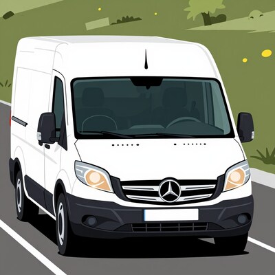 White Mercedes Van