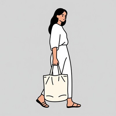 Woman with tote bag