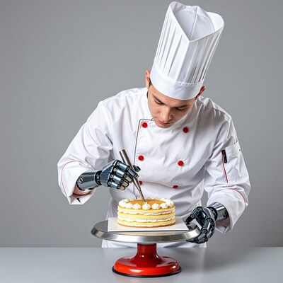 Robot Chef Decorating Cake
