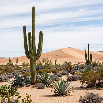 Saguaro Cactus in Desert Dunes