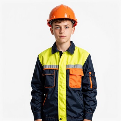 Teen boy in safety workwear