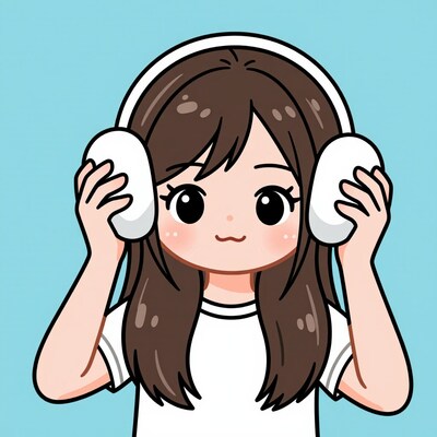 Cartoon girl with headphones