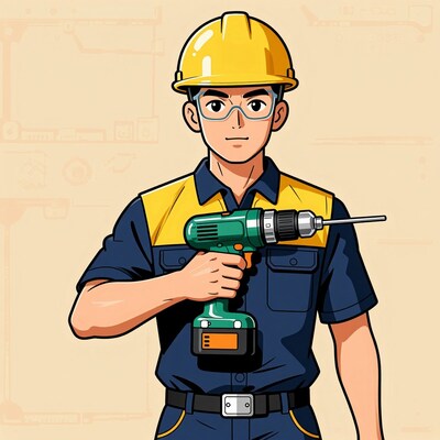 Cartoon male construction worker