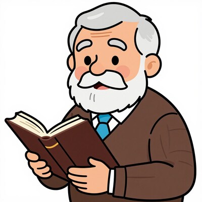 Elderly man reading book