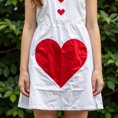 Girl in white heart dress