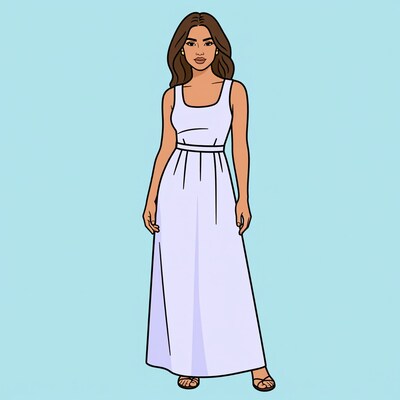 Woman in white maxi dress