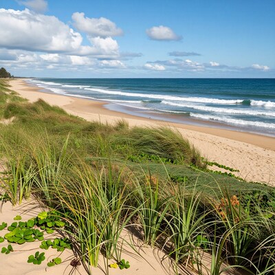 Beach dunes with grass