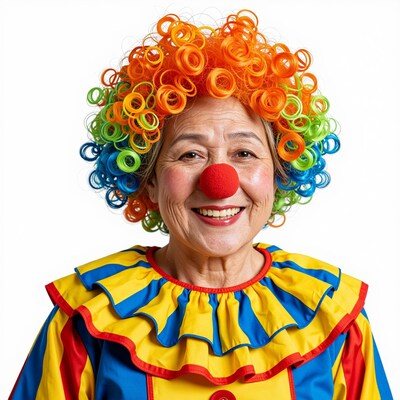 Smiling elderly female clown