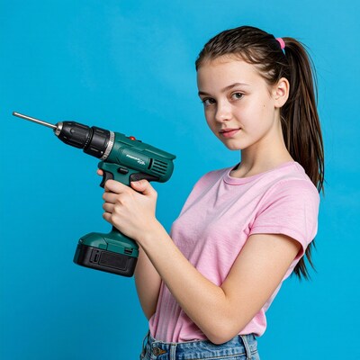 Girl holding power drill