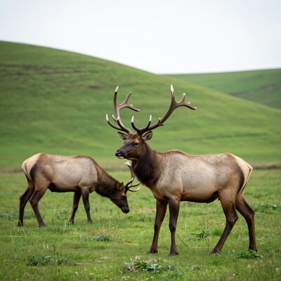Two Elk in Green Meadow