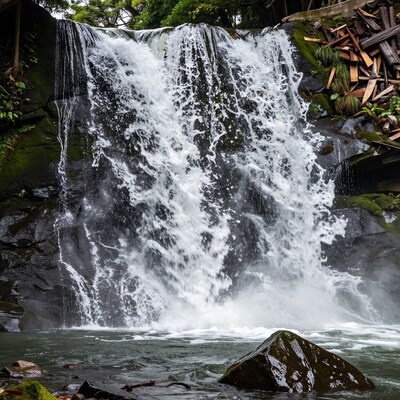 Powerful waterfall cascade