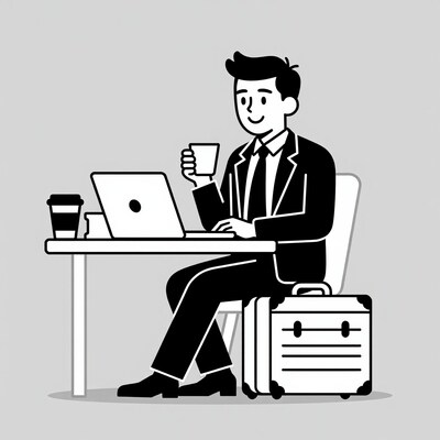 Businessman working on laptop