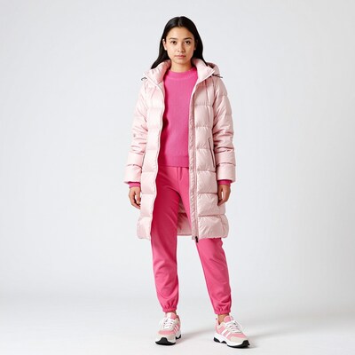 Woman in Pink Puffer Jacket