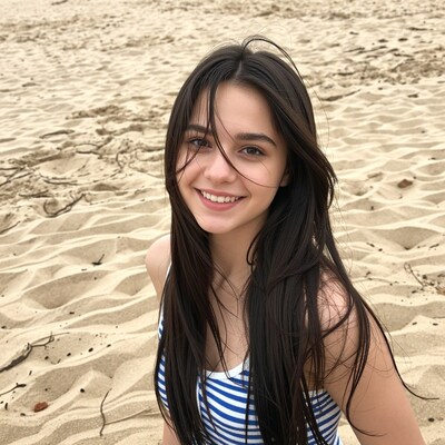 Smiling girl on beach