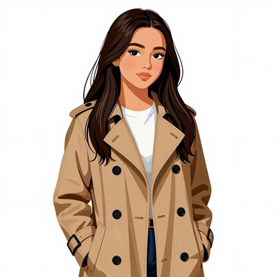 Woman in beige trench coat