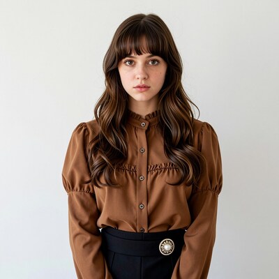 Young woman with long brown hair