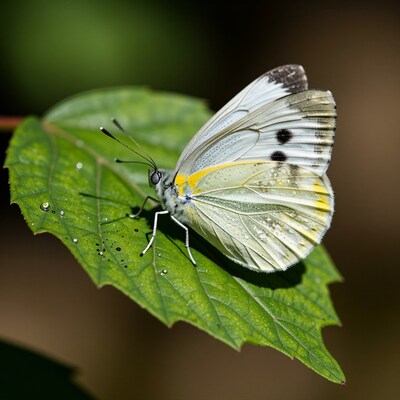 White Butterfly on Leaf