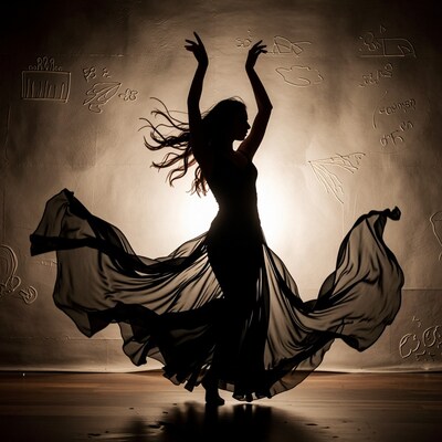 Silhouette woman dancing