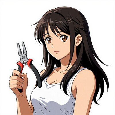 Anime girl with pliers