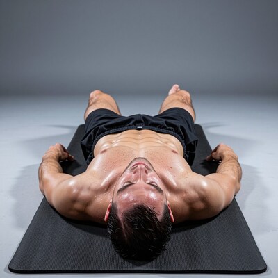 Man doing core workout on mat