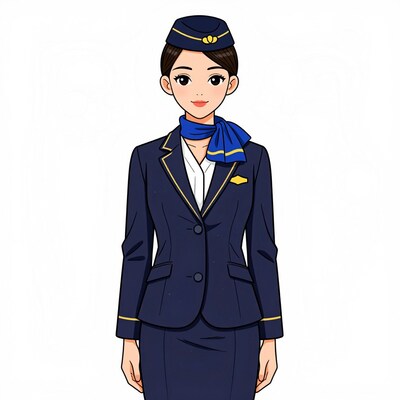 Female Flight Attendant Cartoon
