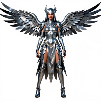 Silver Winged Valkyrie Warrior