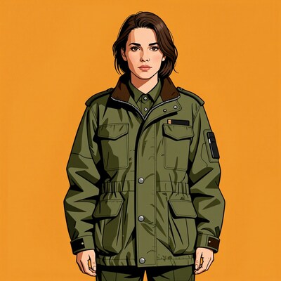 Woman in Green Military Jacket