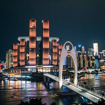 Chongqing Chaotianmen Bridge Night