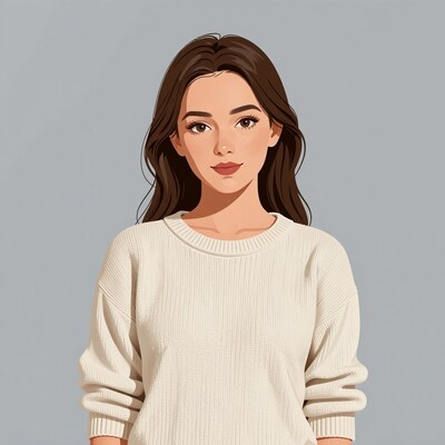 Young Woman in White Sweater