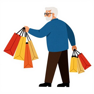 Elderly man with shopping bags