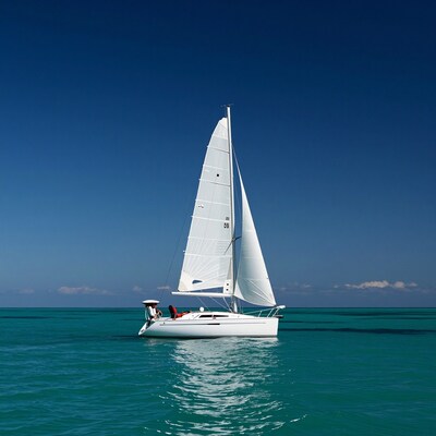 Sailboat on turquoise sea