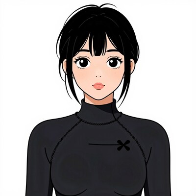 Anime Girl in Black Turtleneck