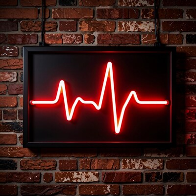 Red Neon Heartbeat Sign