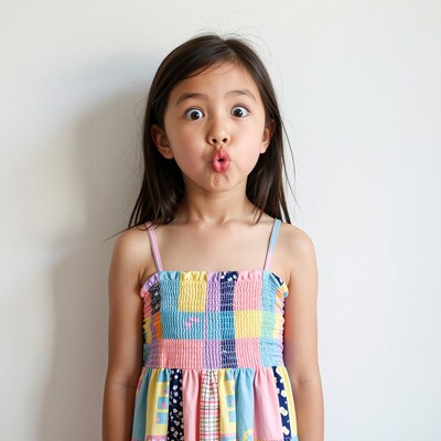 Young Asian girl making funny face
