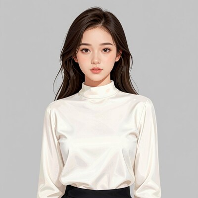 Young East Asian woman in white blouse