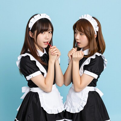 Two Japanese Maids with Pencils